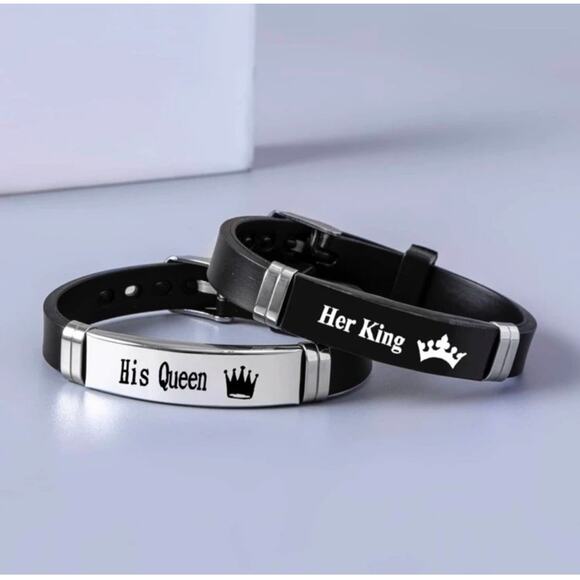 💚Her King/His Queen bracelet set 5 for $15 - Picture 1 of 9